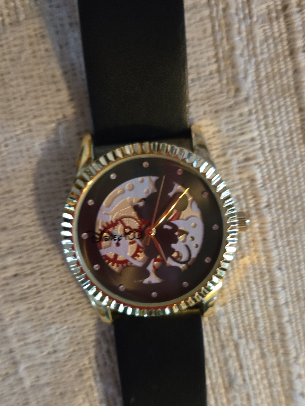 Disney Gold-Tone Case Watch with Black Strap Disneys 100th Anniversary Watch - Picture 4 of 4